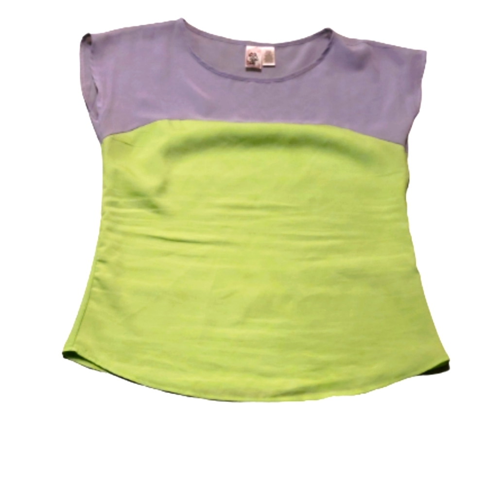 New L8ter sheer top. Large.  Green and grey.